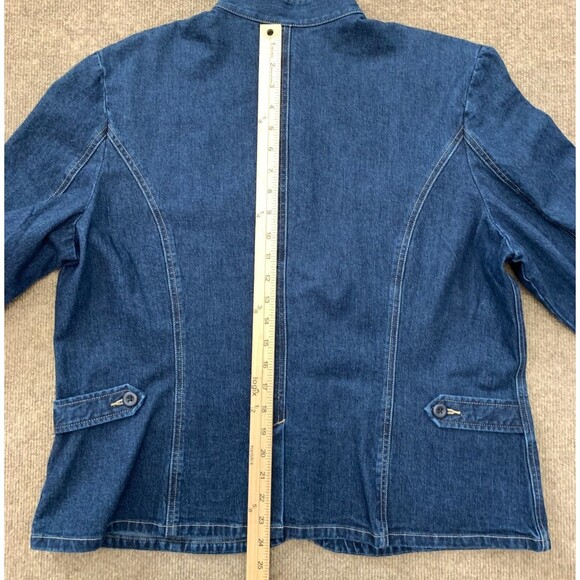 Lands End Jacket Womens XL Denim Barn Chore Cargo Shacket Field Outdoor Garden - Picture 8 of 11